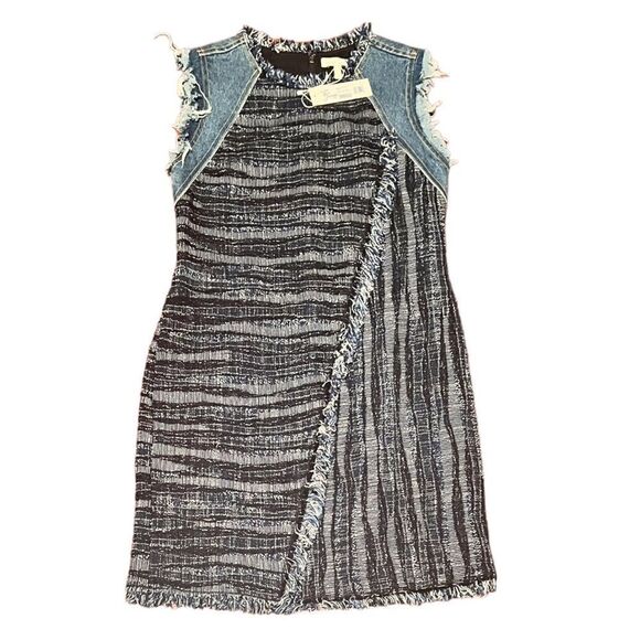 REBECCA Taylor Boho Tweed And Denim Dress BNWT - Picture 5 of 7